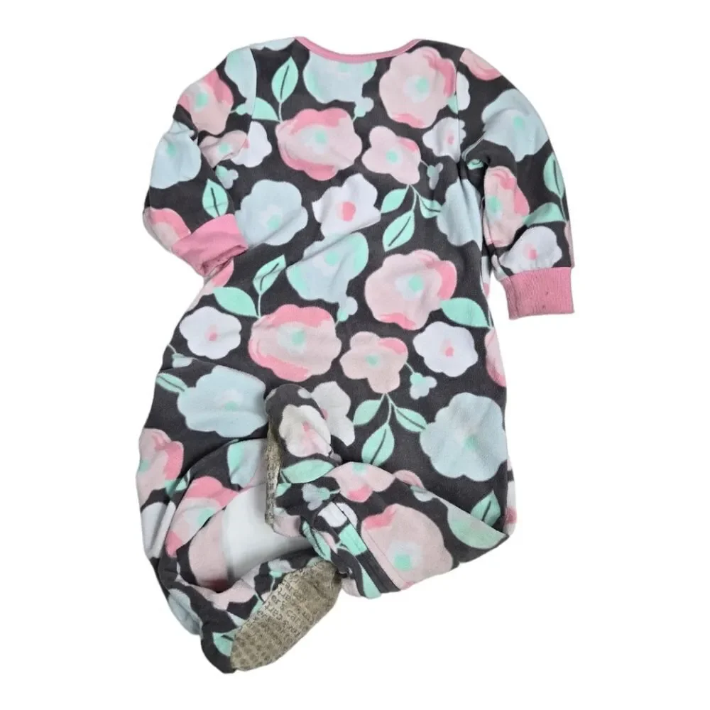 Carter's Baby Girl 12M Sleep & Play Gray Floral Printed Footed One-Piece Pajama